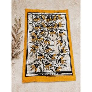Vintage New Zealand Kowhai Tea Towel Award Winning Sylvia Gregory Hunt 18.5”x30”